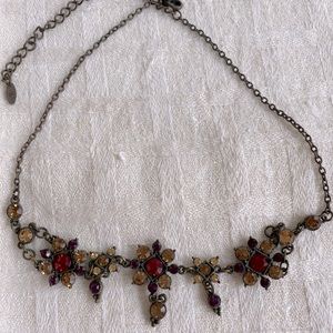 Ruby red and gold sparkle necklace